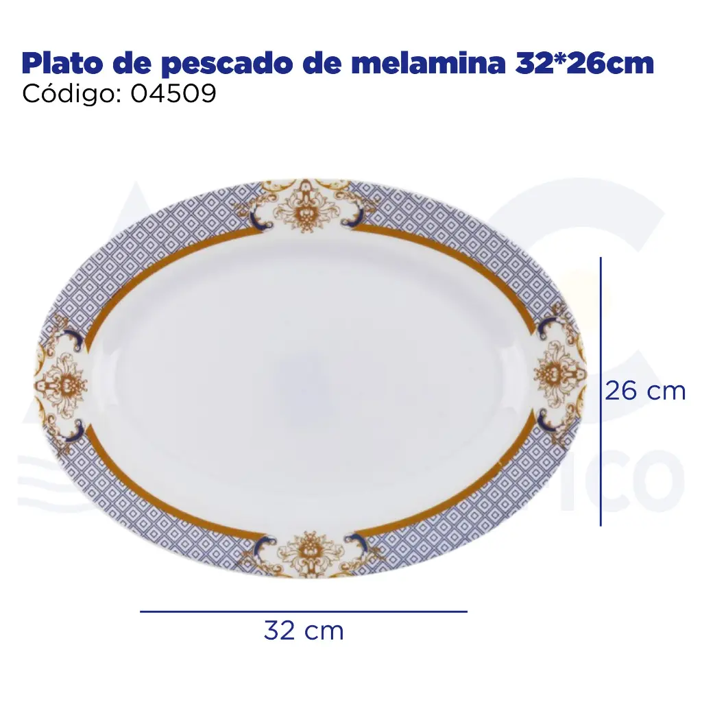 Plato de pescado de melamina 32*26cm