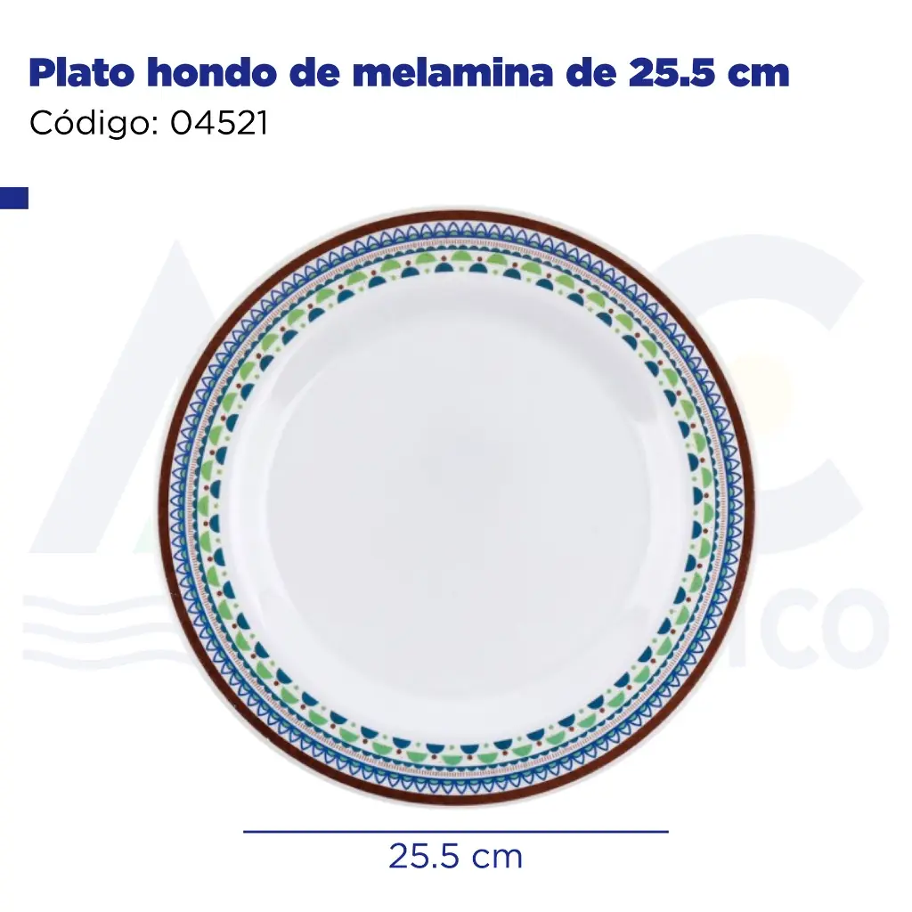Plato hondo de melamina de 255 cm
