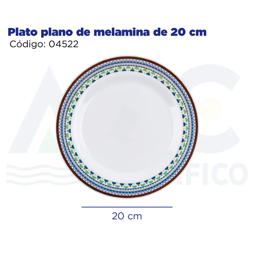 [04522] Plato plano de melamina de 20 cm