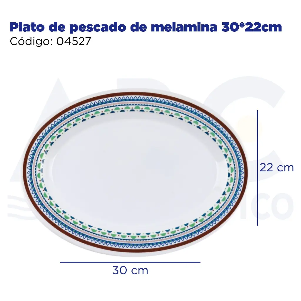Plato de pescado de melamina 30*22cm