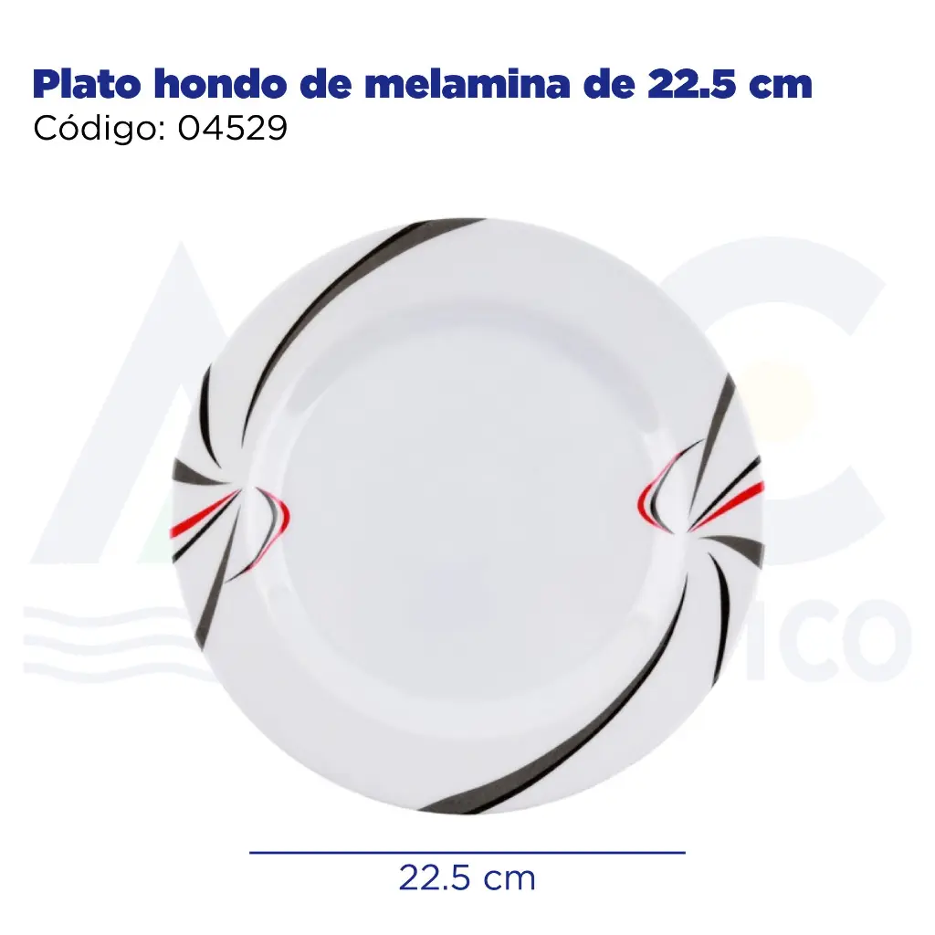 Plato hondo de melamina de 225 cm
