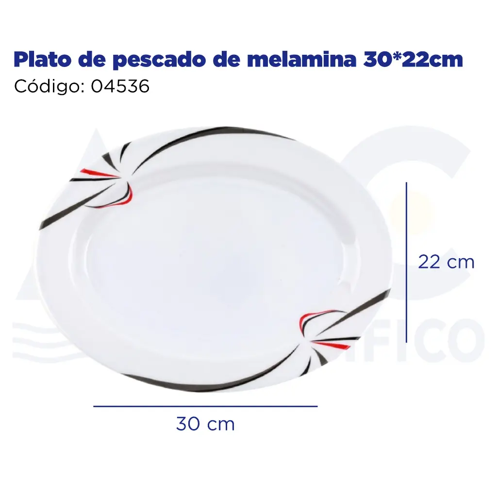 [04536] Plato de pescado de melamina 30*22cm