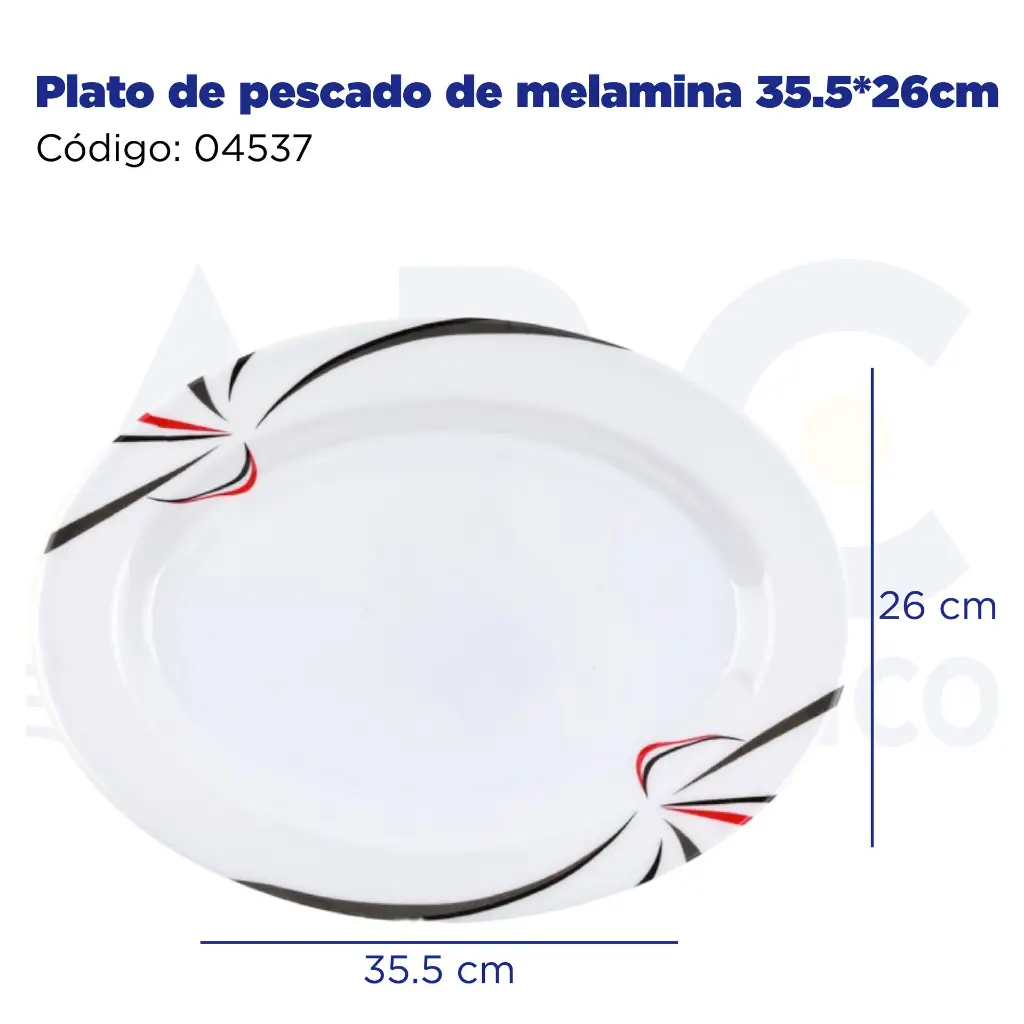 Plato de pescado de melamina 35.5*26cm