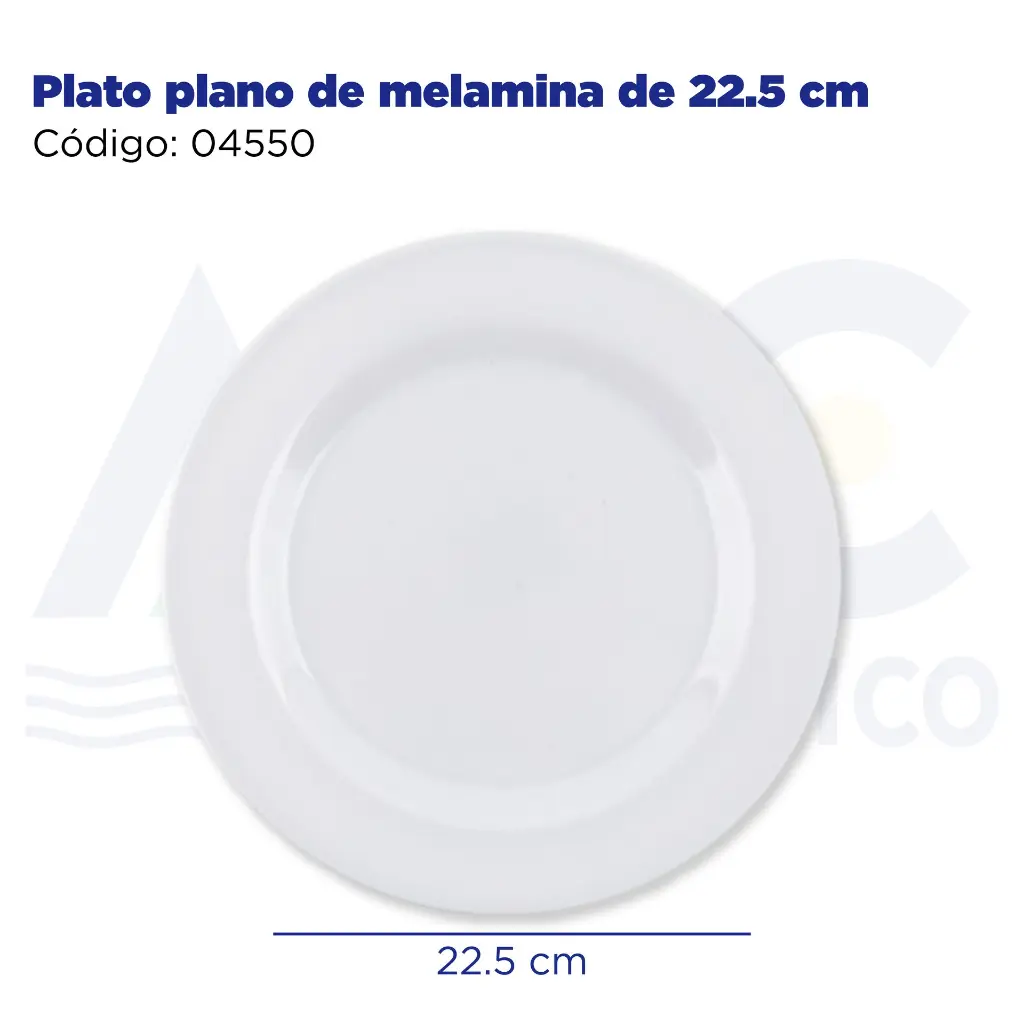 Plato plano de melamina de 22.5 cm