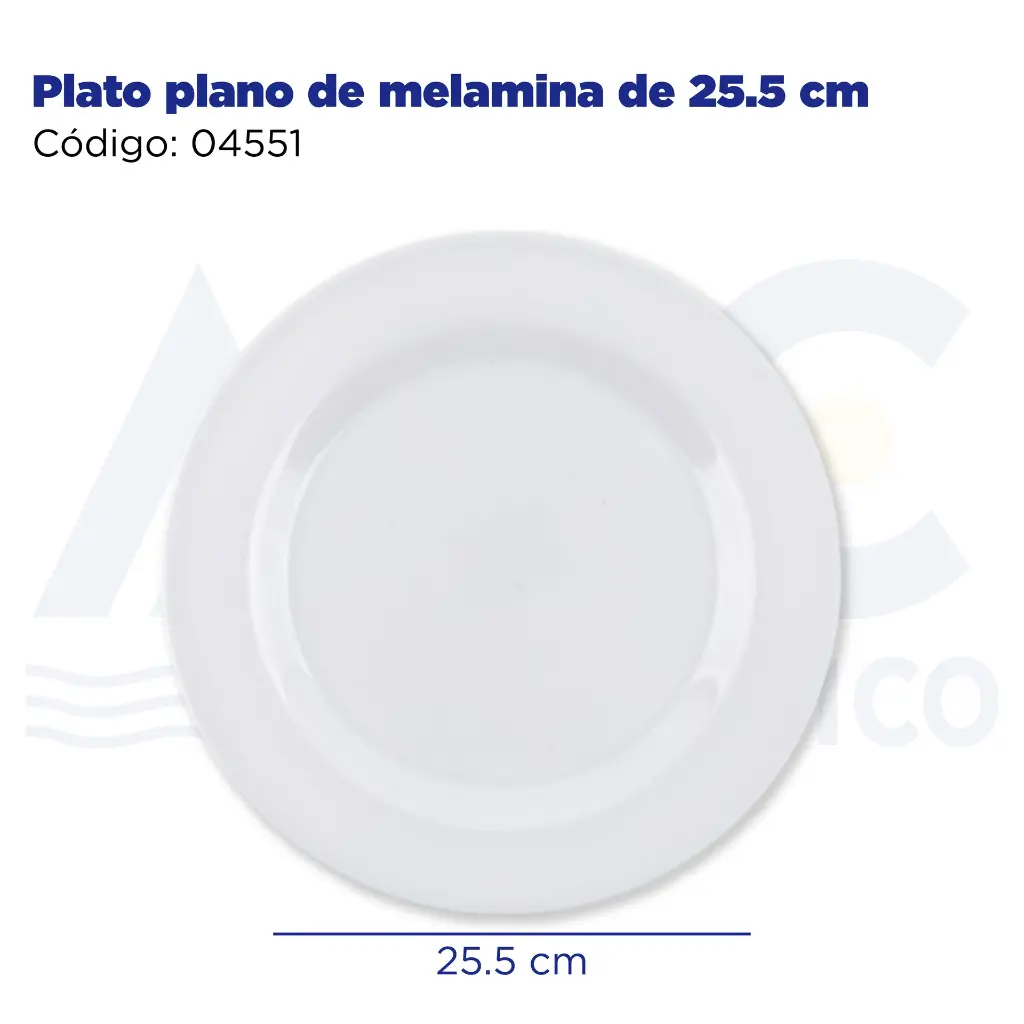 Plato plano de melamina de 25.5 cm