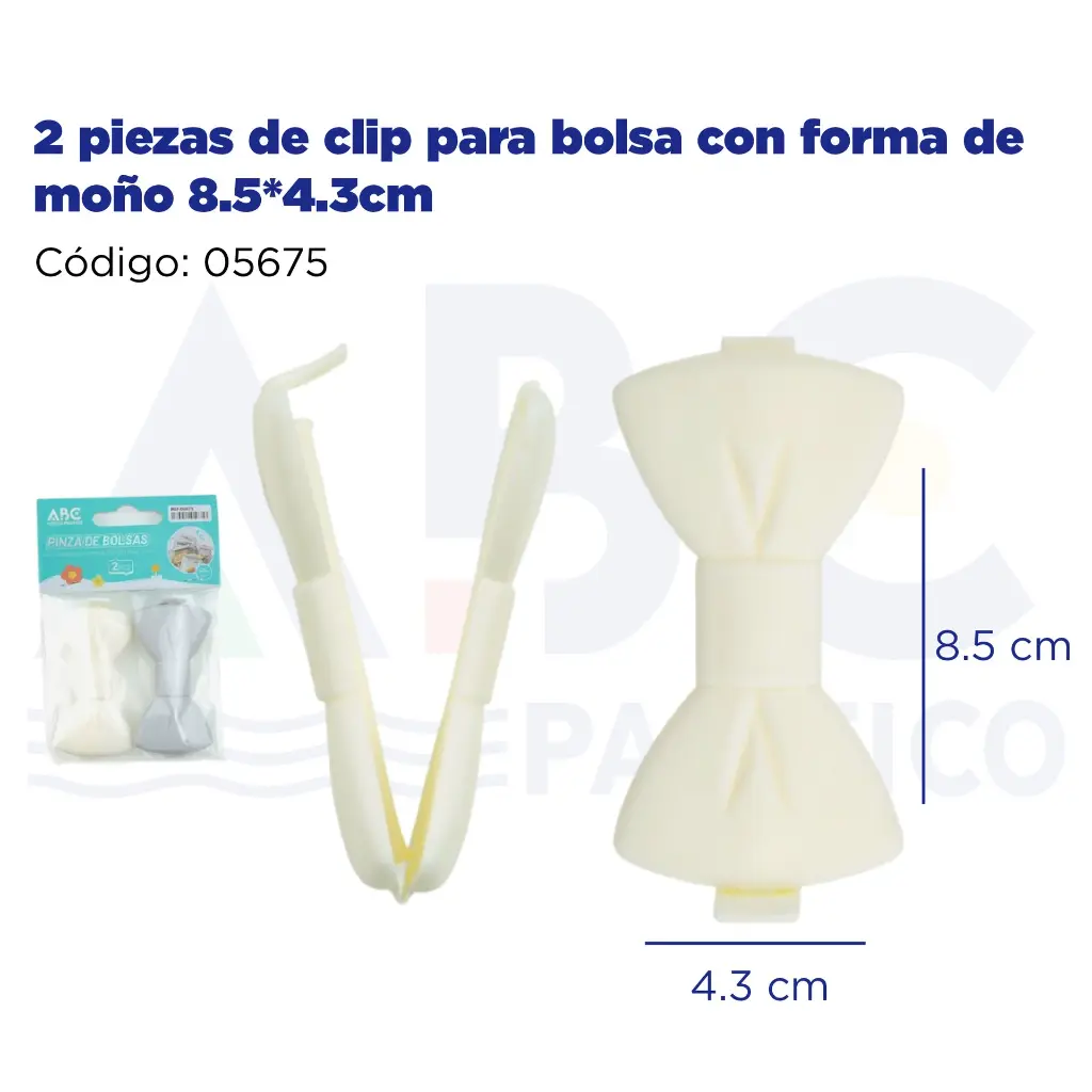 2 piezas de clip para bolsa con forma de moño 8.5*4.3cm