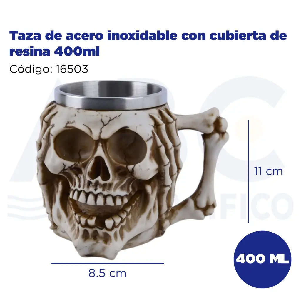 Taza de acero inoxidable con cubierta de resina 400ml