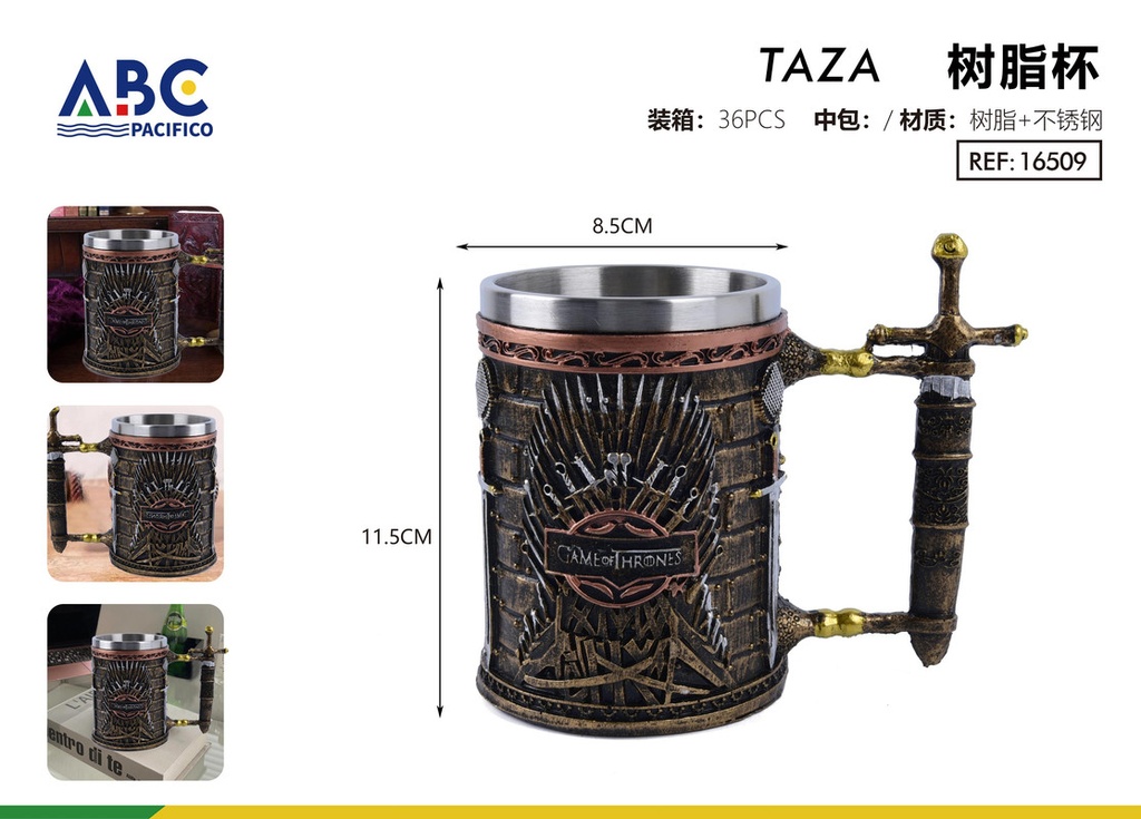 Taza de acero inoxidable con cubierta de resina 400ml