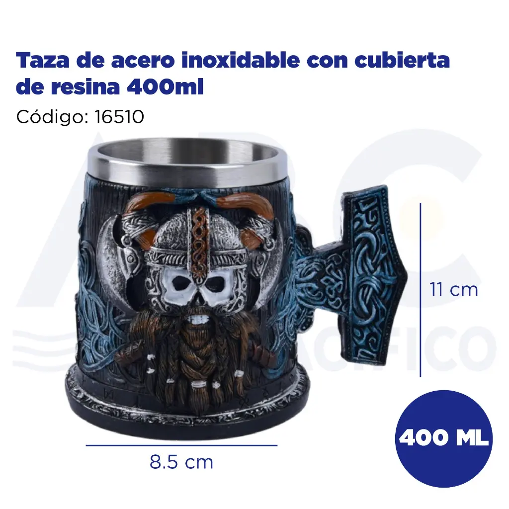 Taza de acero inoxidable con cubierta de resina 400ml