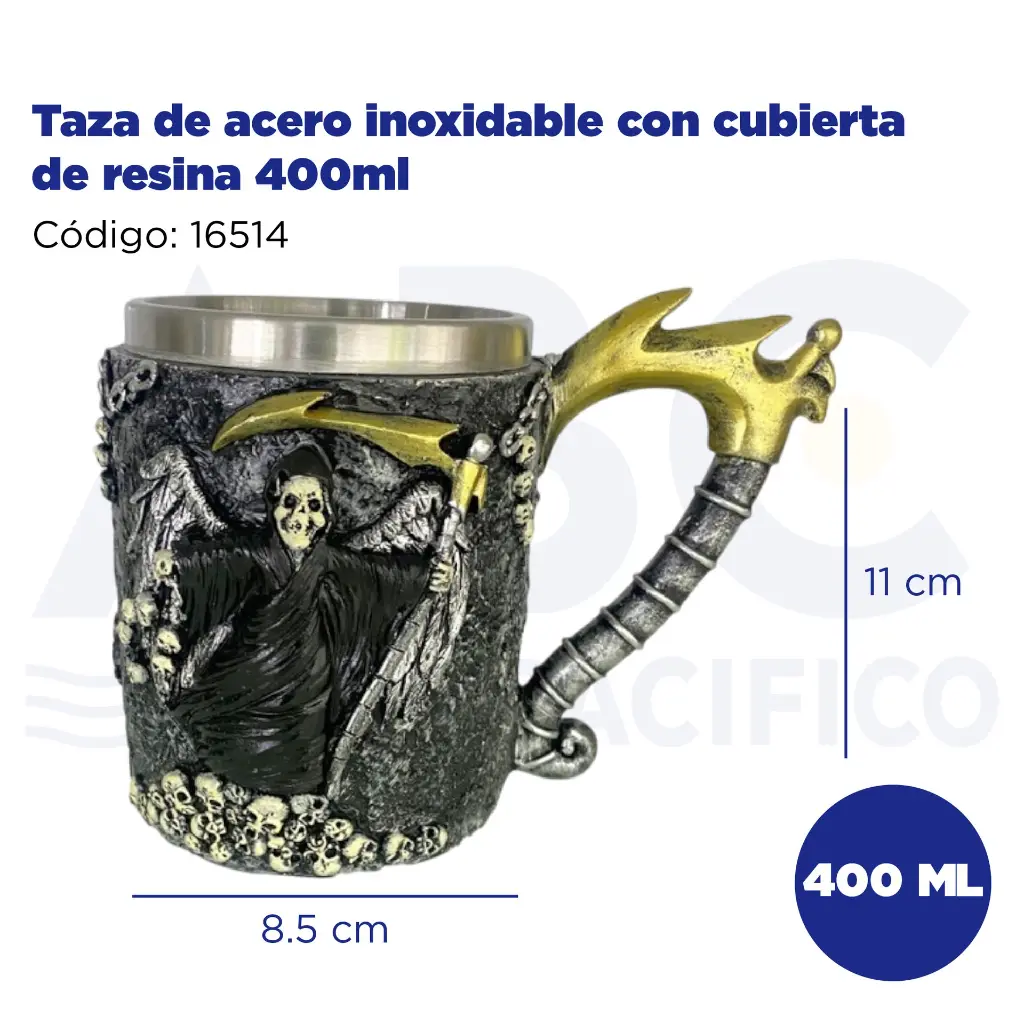 Taza de acero inoxidable con cubierta de resina 400ml