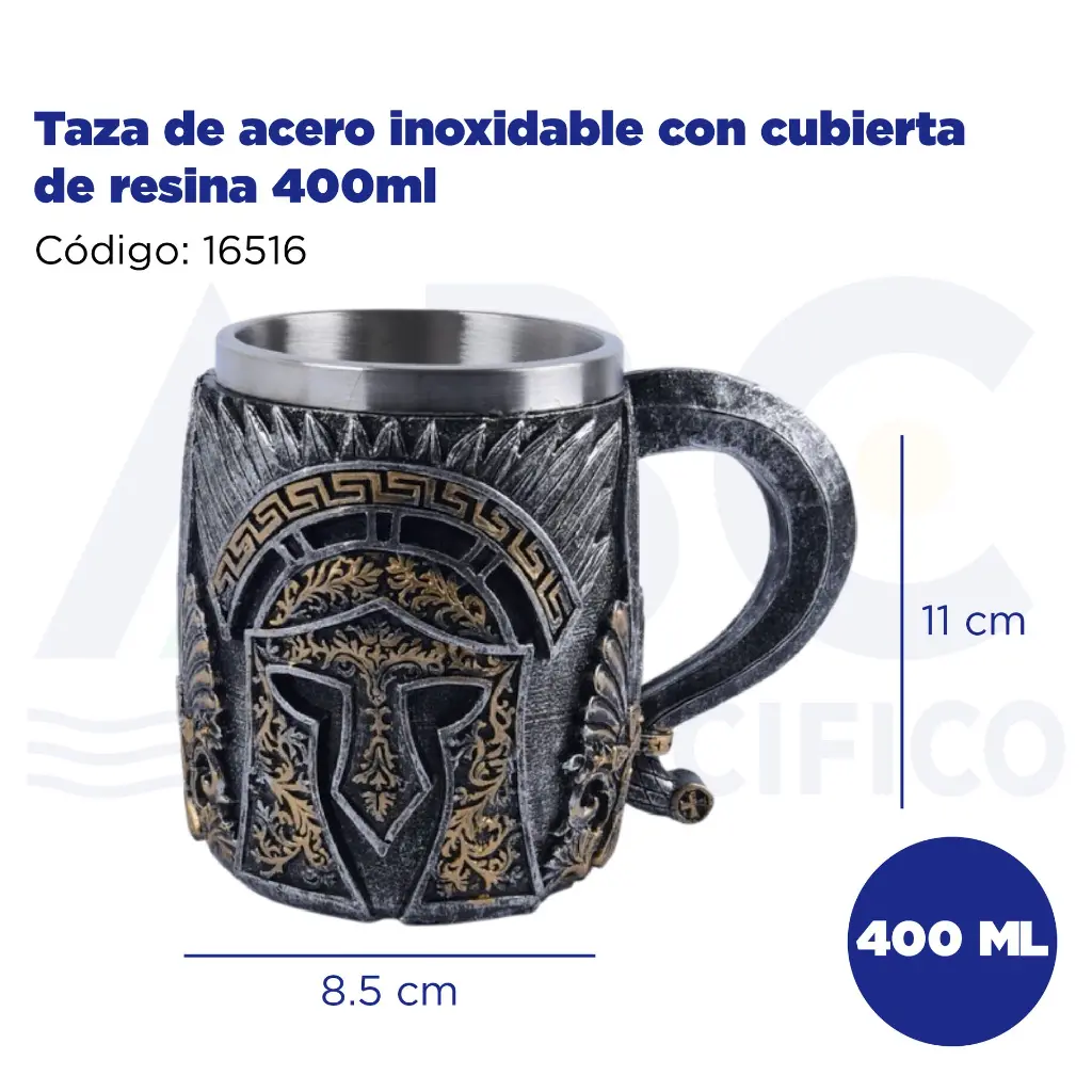 Taza de acero inoxidable con cubierta de resina 400ml