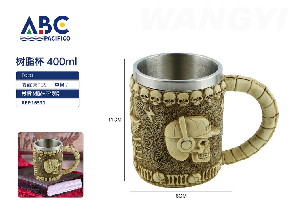 Taza de acero inoxidable con cubierta de resina 400ml