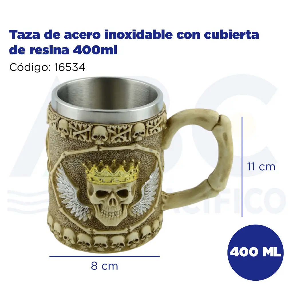 Taza de acero inoxidable con cubierta de resina 400ml