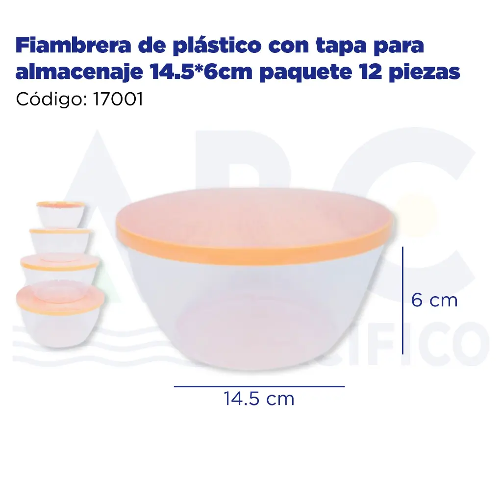 Fiambrera de plástico con tapa para almacenaje 14.5*6cm paquete 12 piezas