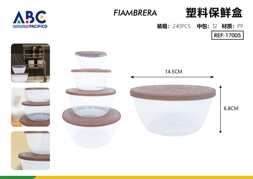 Fiambrera de plástico con tapa para almacenaje 14.5*6.8cm paquete 12 piezas