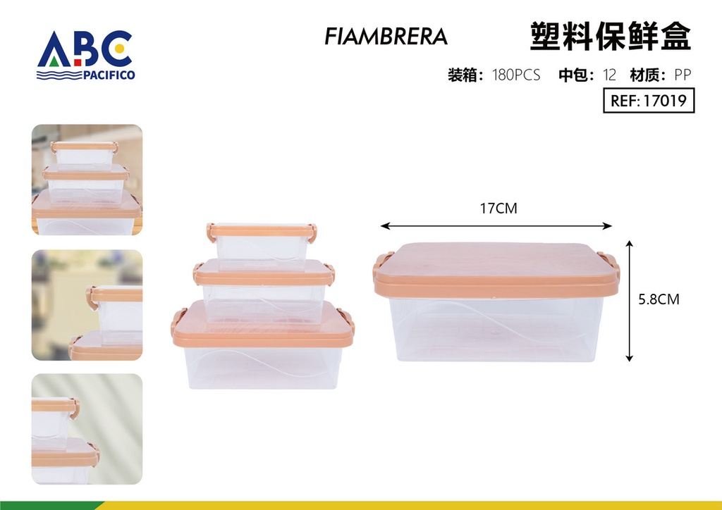 Caja de plástico rectangular para verduras con tapa de seguridad