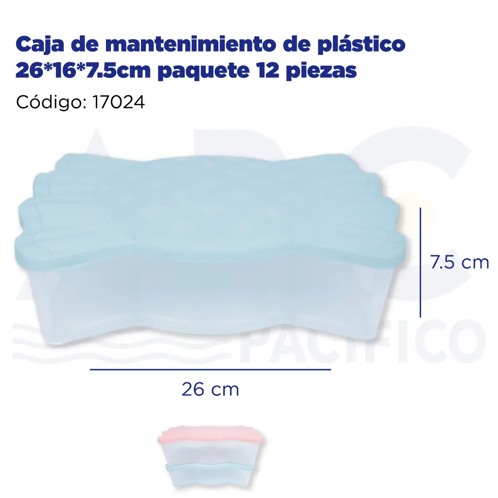 Caja de mantenimiento de plástico 26*16*7.5cm paquete 12 piezas