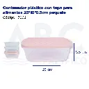 Contenedor plástico con tapa para alimentos 25*18*8.5cm paquete