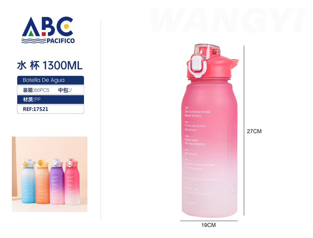Botella de plástico motivacional para agua 1300ml