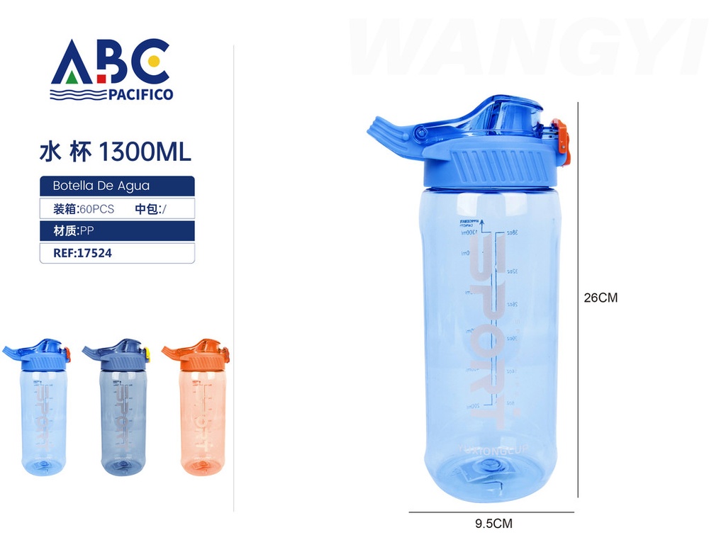 Botella de plástico para agua 1300ml 9.5*26 cm