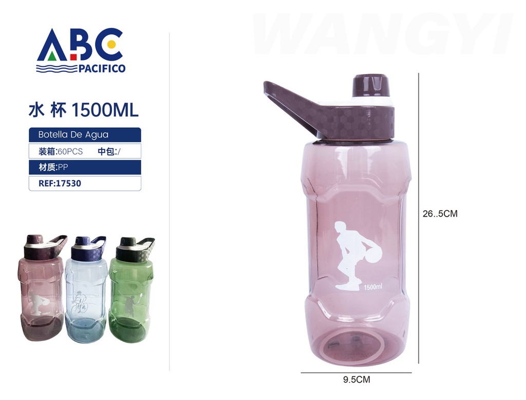 Botella de plástico para agua con asa 1500ml