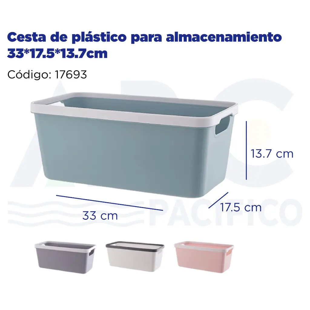 Cesta de plástico para almacenamiento 33*17.5*13.7cm