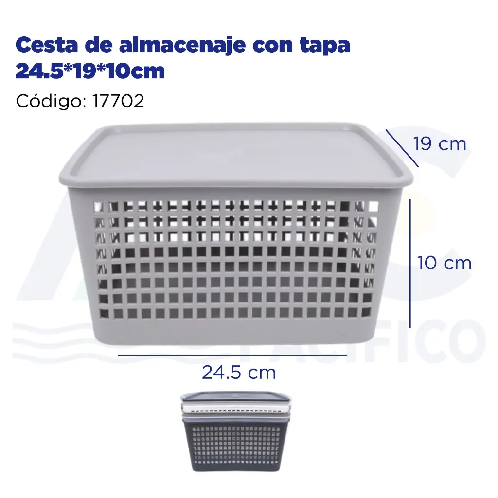 Cesta de almacenaje con tapa 24.5*19*10cm