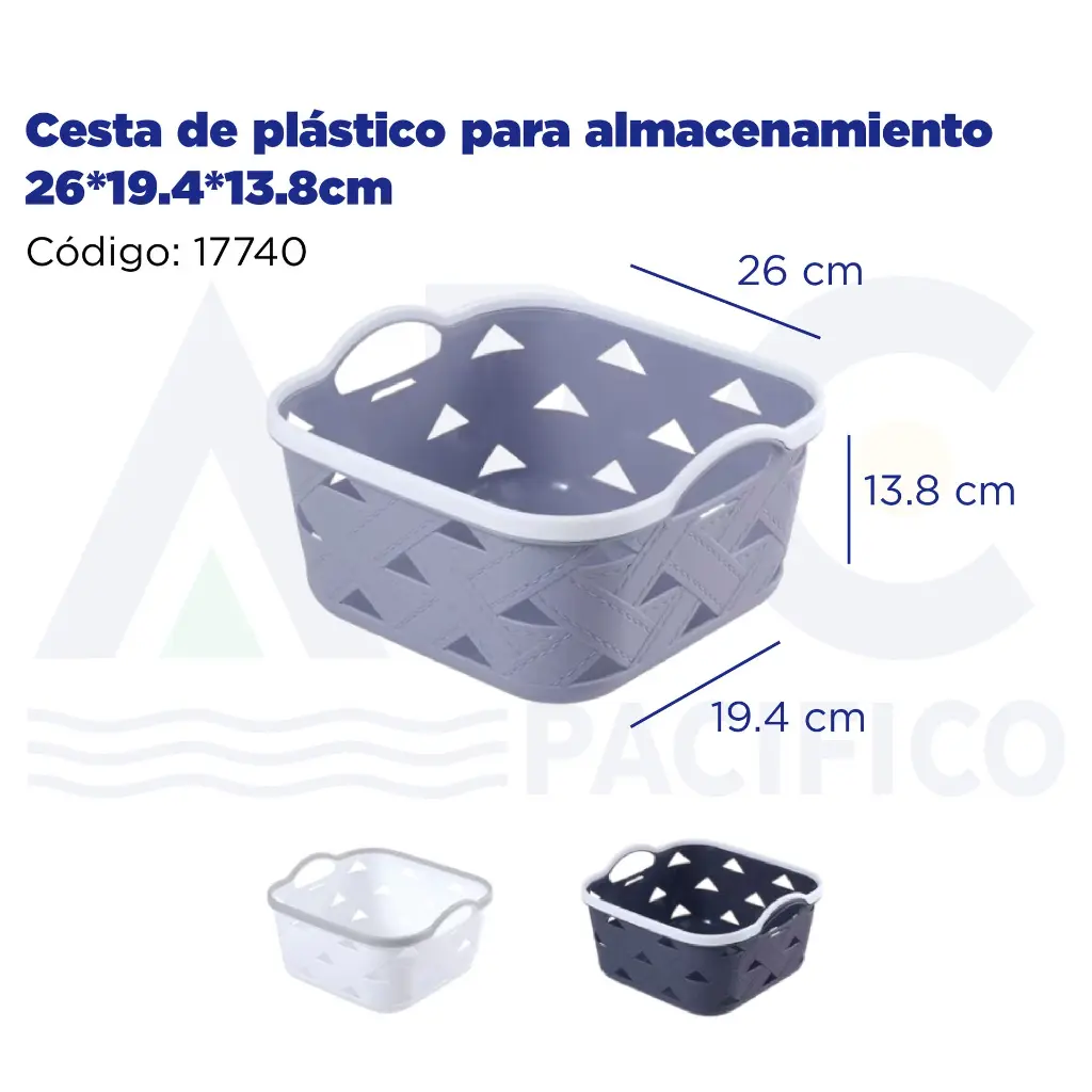 Cesta de plástico para almacenamiento 26*19.4*13.8cm