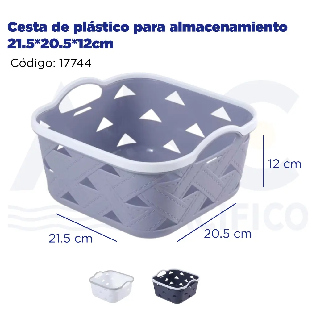Cesta de plástico para almacenamiento 21.5*20.5*12cm