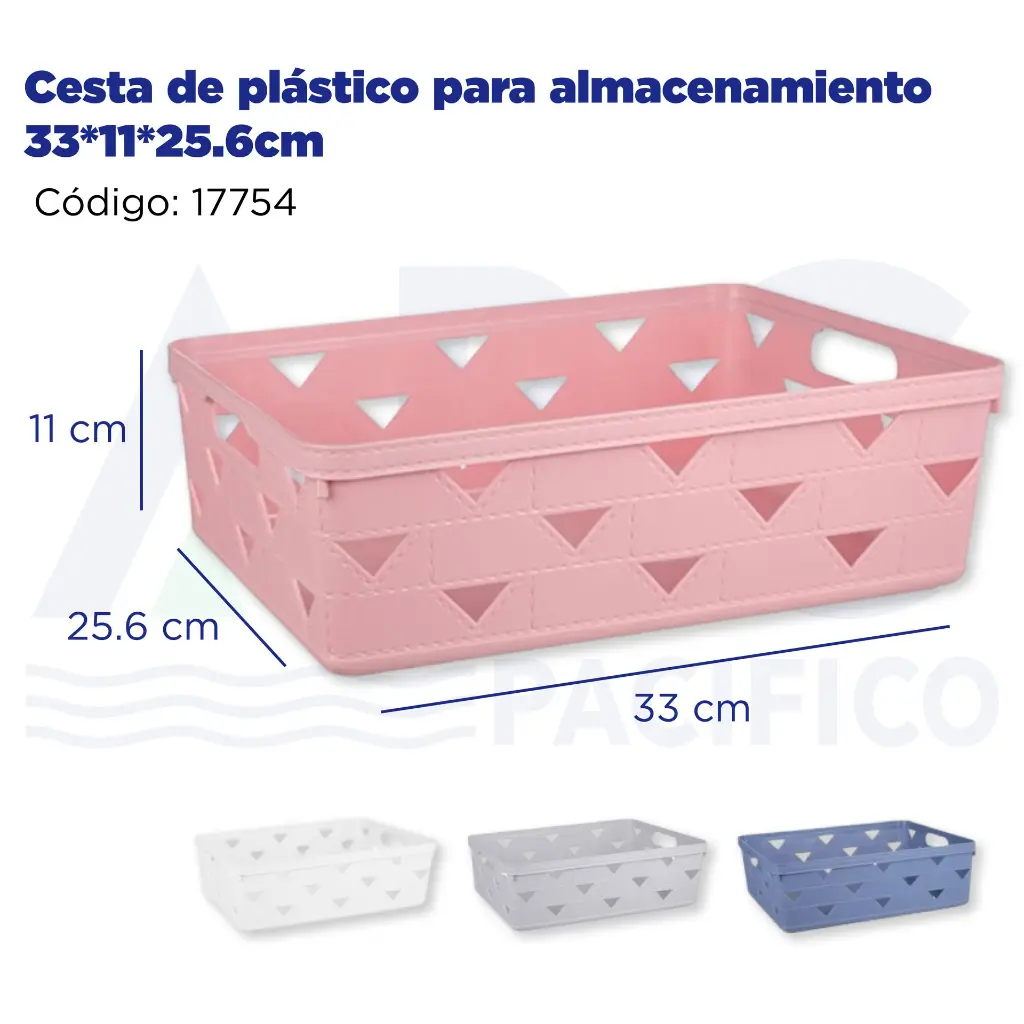 Cesta de plástico para almacenamiento 33*11*25.6cm