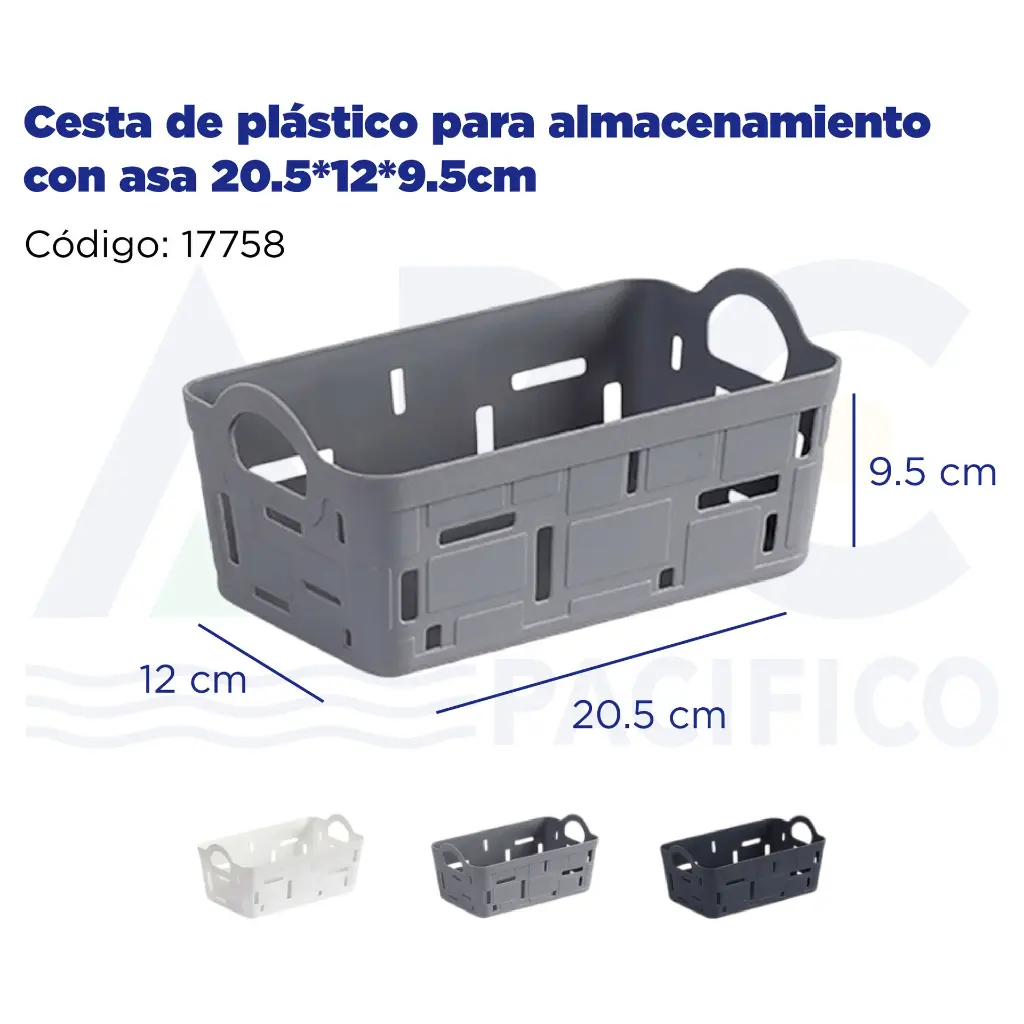 Cesta de plástico para almacenamiento con asa 20.5*12*9.5cm