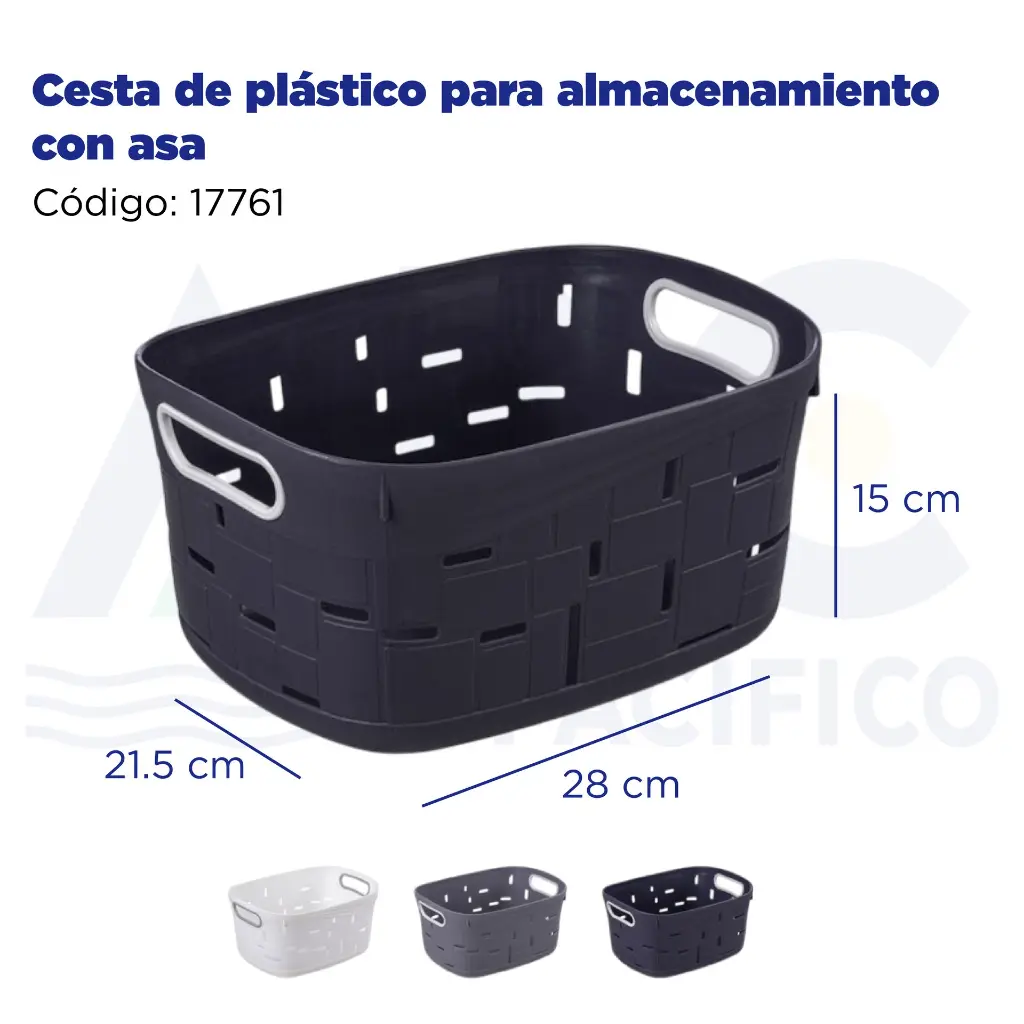 Cesta de plástico para almacenamiento con asa