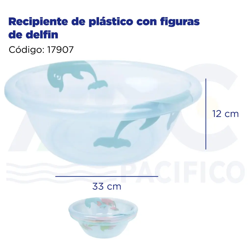 Recipiente de plástico con figuras de delfin