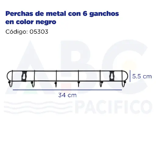 [05303] Perchas de metal con 6 ganchos en color negro