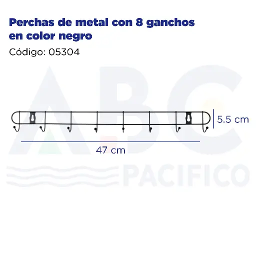 [05304] Perchas de metal con 8 ganchos en color negro