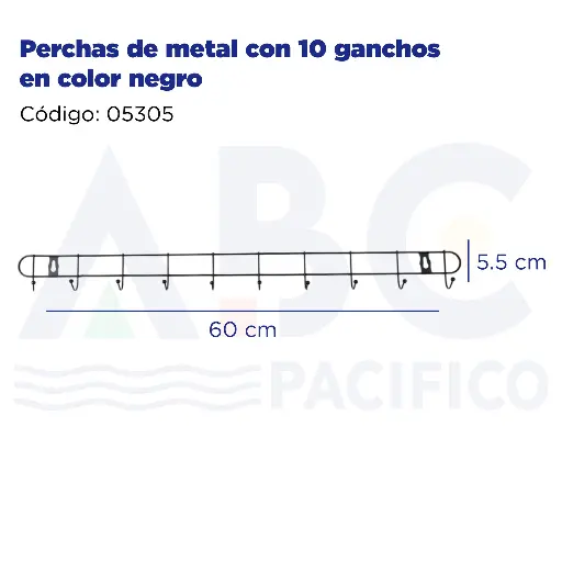 [05305] Perchas de metal con 10 ganchos en color negro