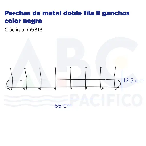 [05313] Perchas de metal doble fila 8 ganchos color negro