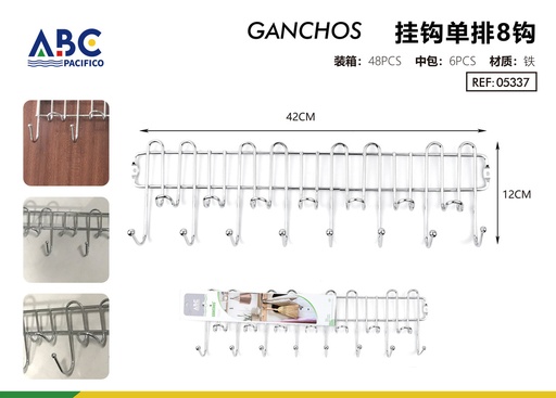 [05337] Percha de 8 ganchos en una fila plata galvanizada