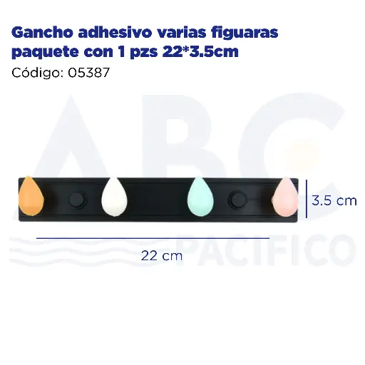 [05387] Gancho adhesivo varias figuaras paquete con 1 pzs 22*3.5cm
