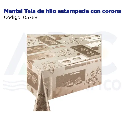 [05768] Mantel Tela de hilo estampada con corona