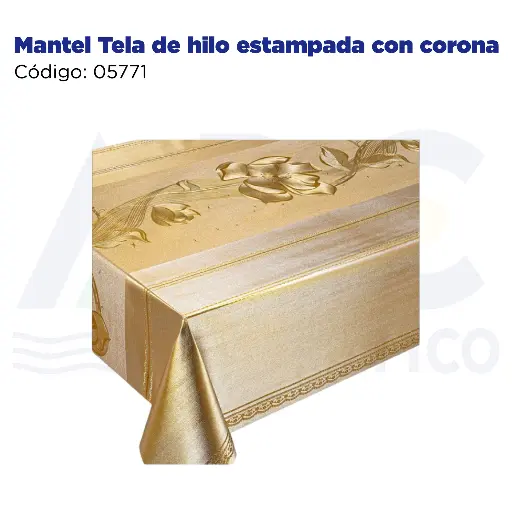 [05771] Mantel Tela de hilo estampada con corona