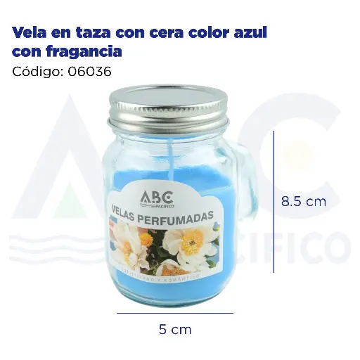 [06036] Vela en taza con cera color azul con fragancia
