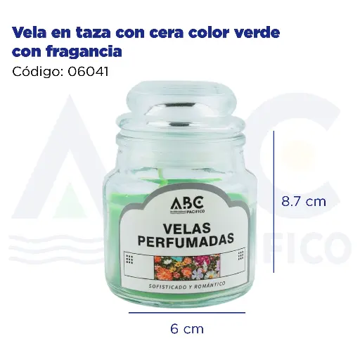 [06041] Vela en taza con cera color verde con fragancia