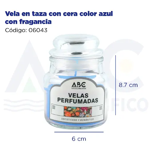 [06043] Vela en taza con cera color azul con fragancia