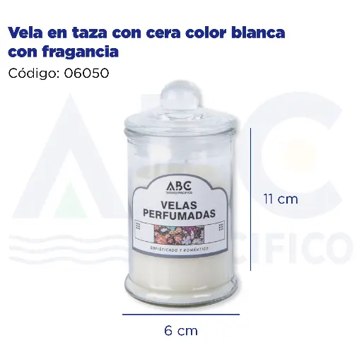 [06050] Vela en taza con cera color blanca con fragancia