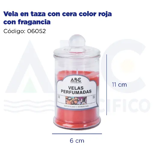 [06052] Vela en taza con cera color roja con fragancia
