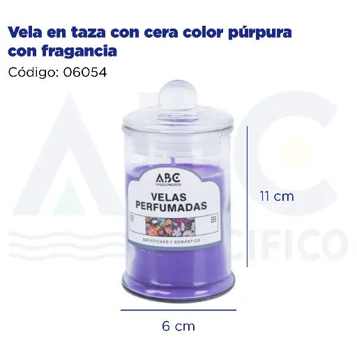 [06054] Vela en taza con cera color púrpura con fragancia