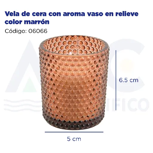 [06066] Vela de cera con aroma vaso en relieve color marrón