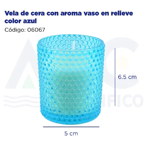 [06067] Vela de cera con aroma vaso en relieve color azul