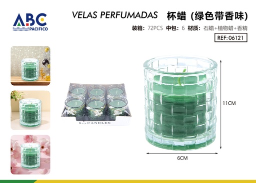 [06121] Vela perfumada en vaso (verde con fragancia)